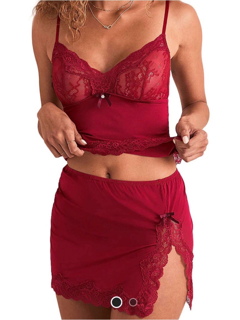 ASOS Adore Me Women's Madeline Cami and Slip Skirt Set in Dark Red Size Large